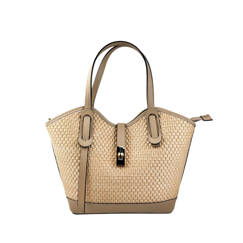 Bolsos de rafia y cuero