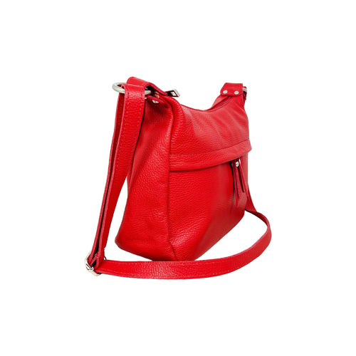 Parte trasera del bolso bandolera de media luna, con el bolsillo de cremallera