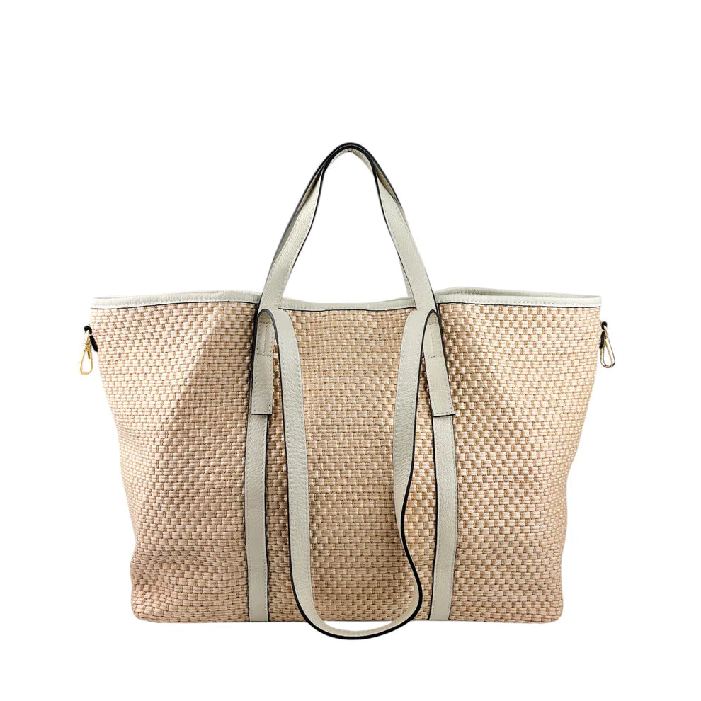 Raffia and leather bag 11023