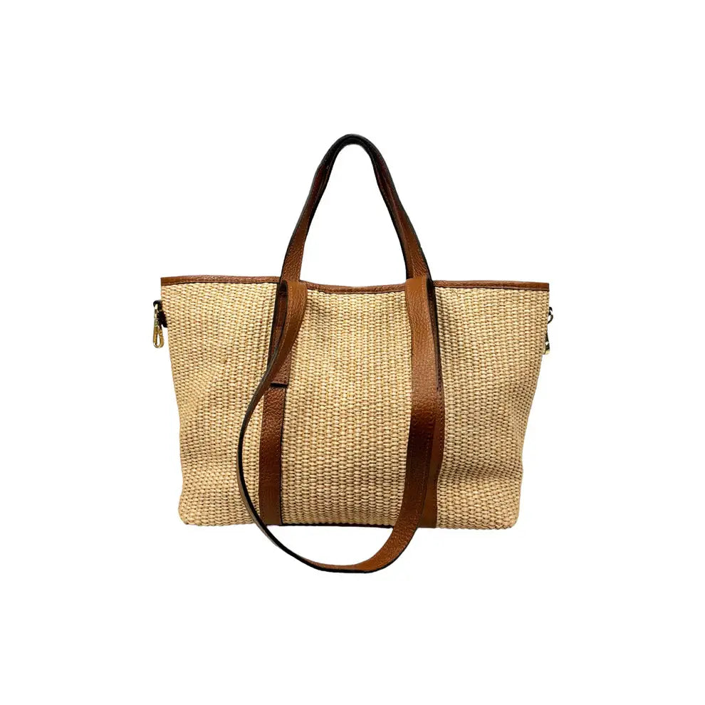 Raffia and leather bag 11018