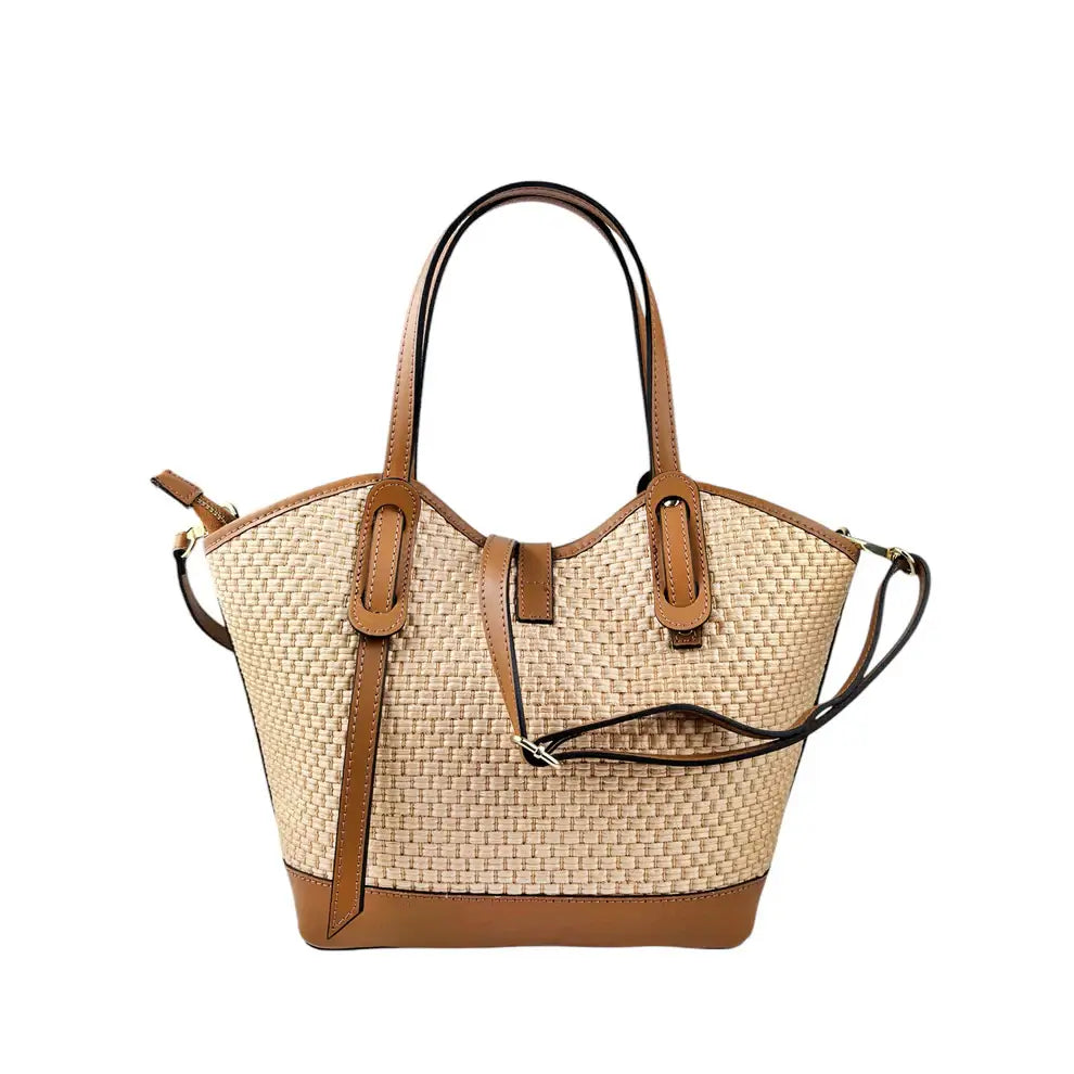 Raffia and leather bag 11024