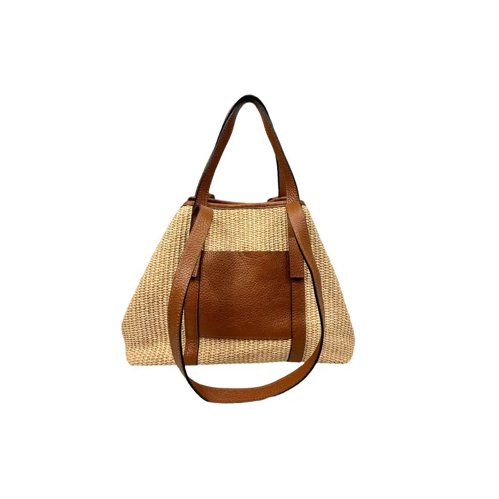 Raffia and leather bag 11018
