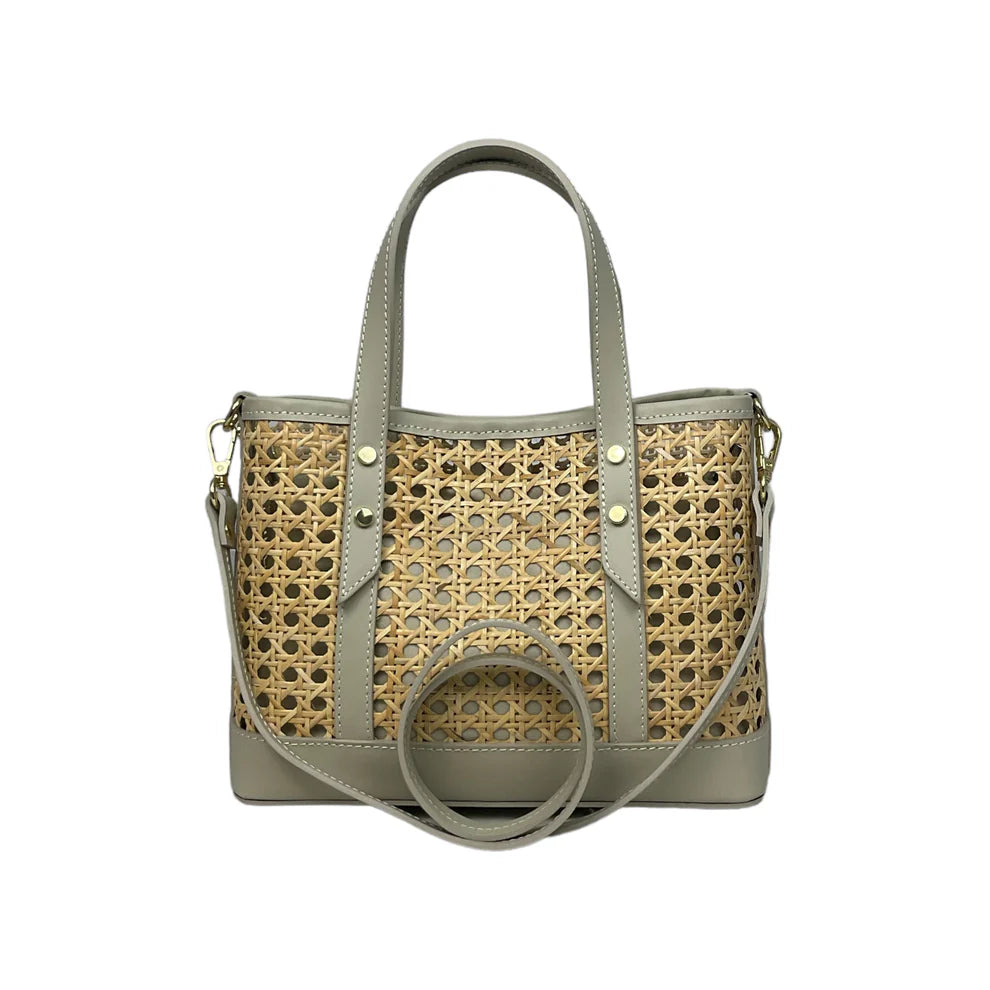 Raffia and leather bag 11007