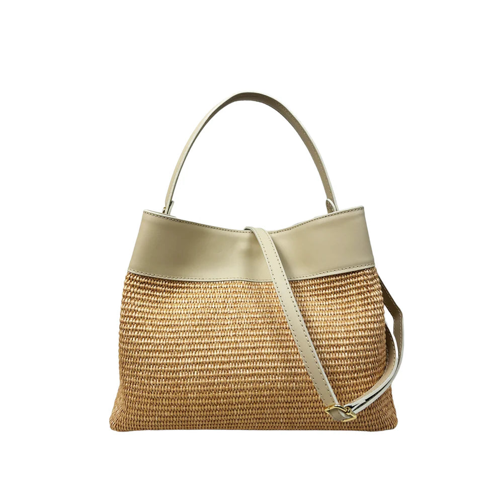 Raffia and leather bag 11013