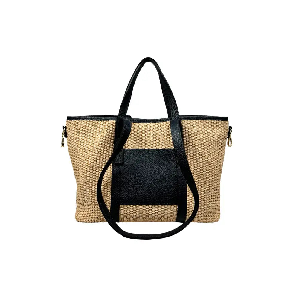 Raffia and leather bag 11018
