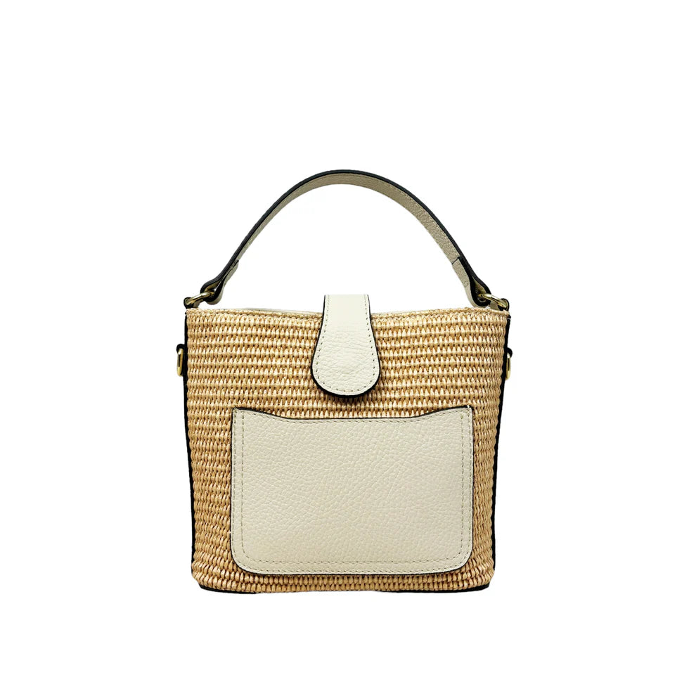 Raffia and leather bag 11014