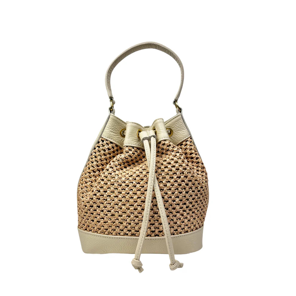 Raffia and leather bag 11020