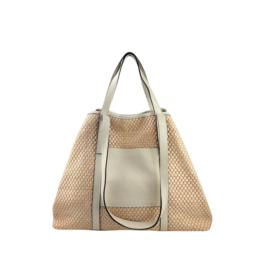 Raffia and leather bag 11023