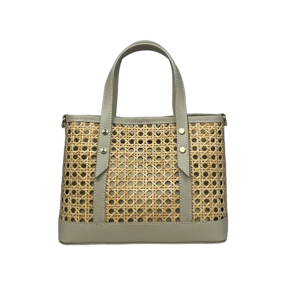 Raffia and leather bag 11007