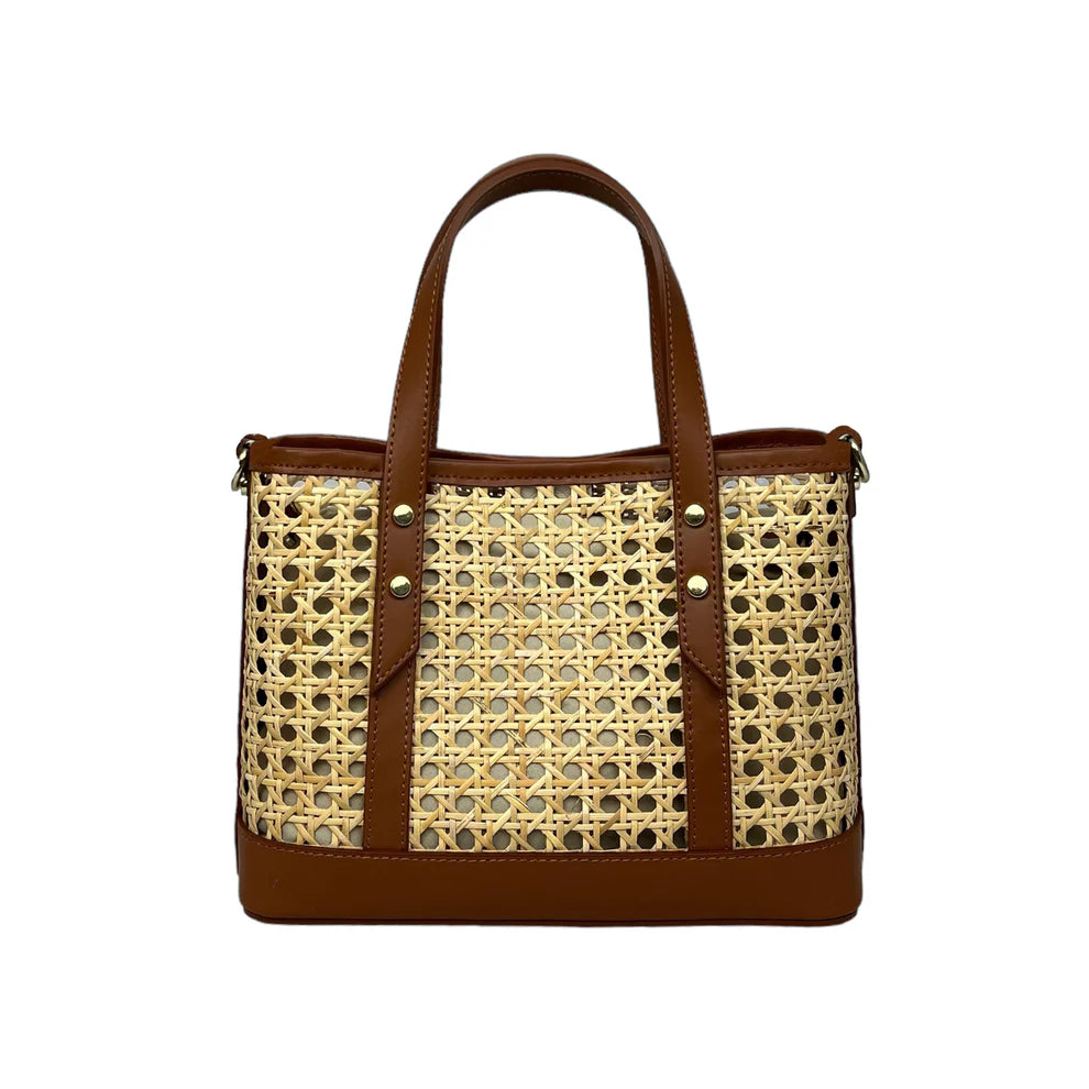 Raffia and leather bag 11007
