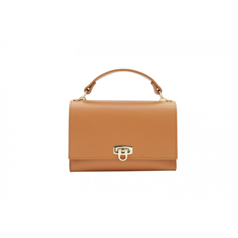 Bolso piel con solapa y cierre redondo