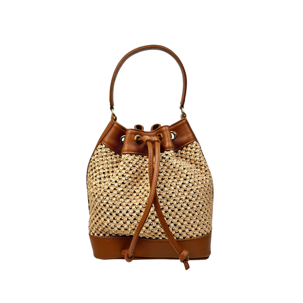 Raffia and leather bag 11020
