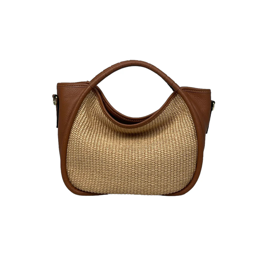Raffia and leather bag 11010