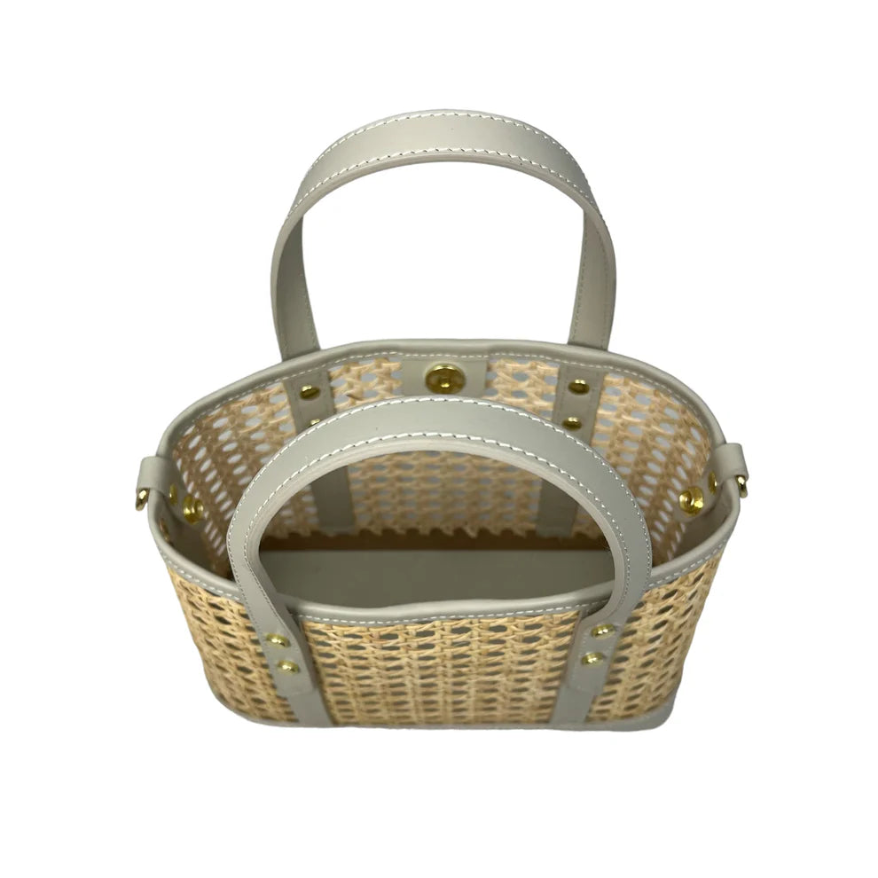 Raffia and leather bag 11007