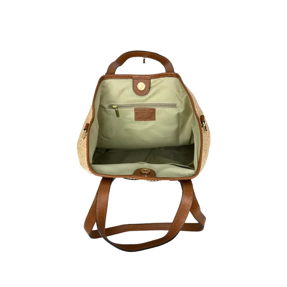 Raffia and leather bag 11018