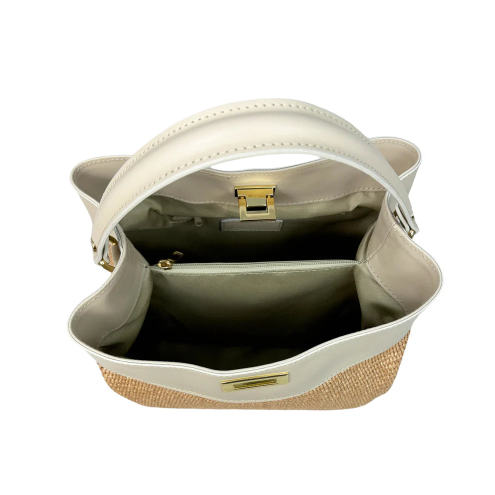 Raffia and leather bag 11013