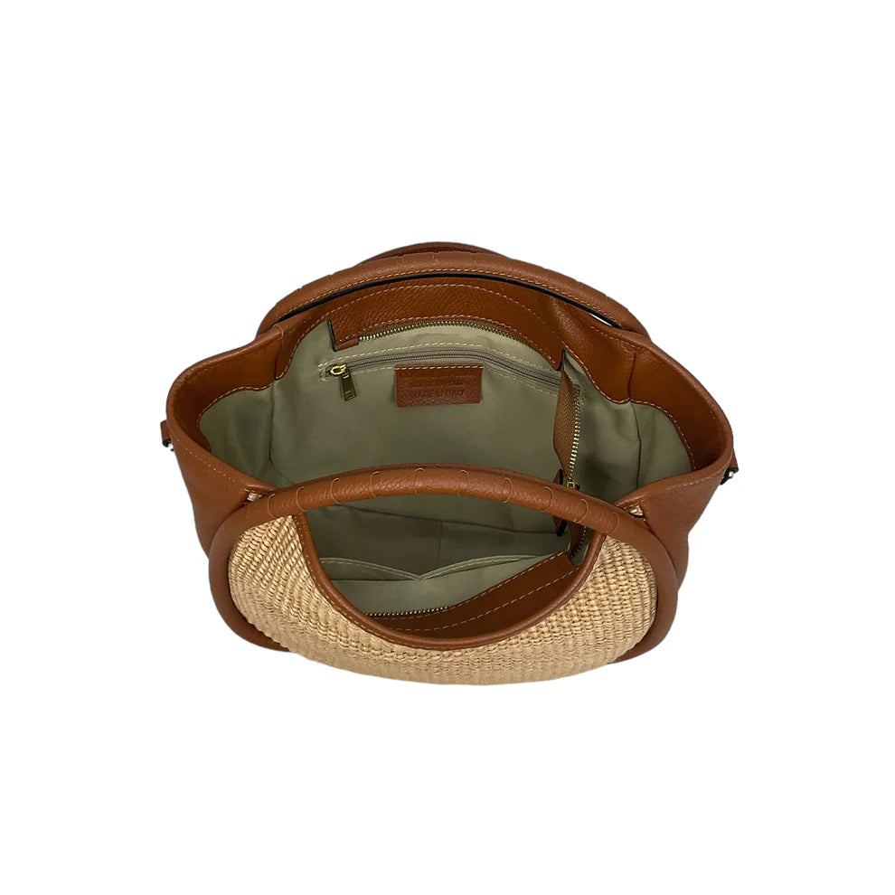 Raffia and leather bag 11010