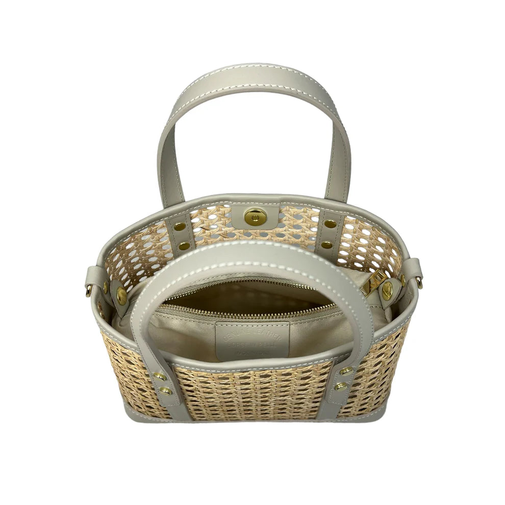 Raffia and leather bag 11007