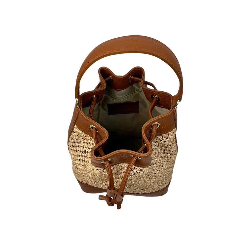 Raffia and leather bag 11020