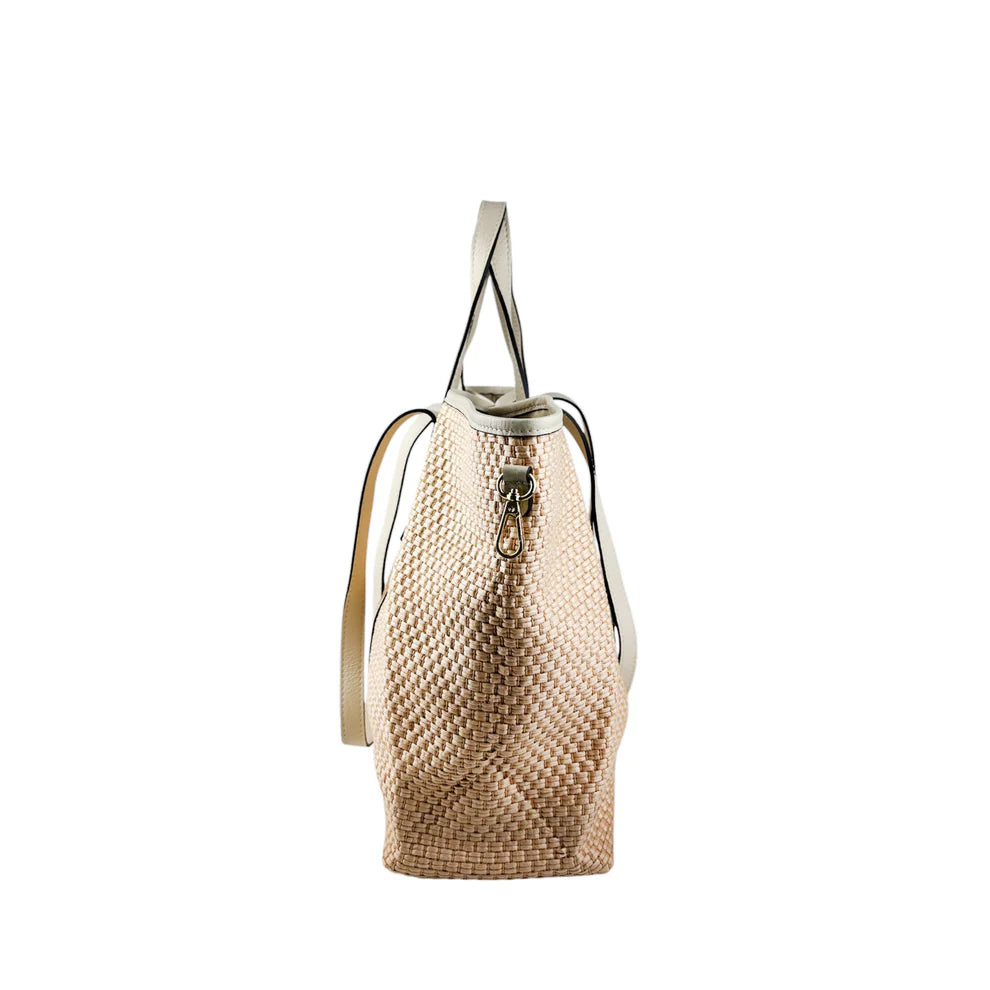 Raffia and leather bag 11023