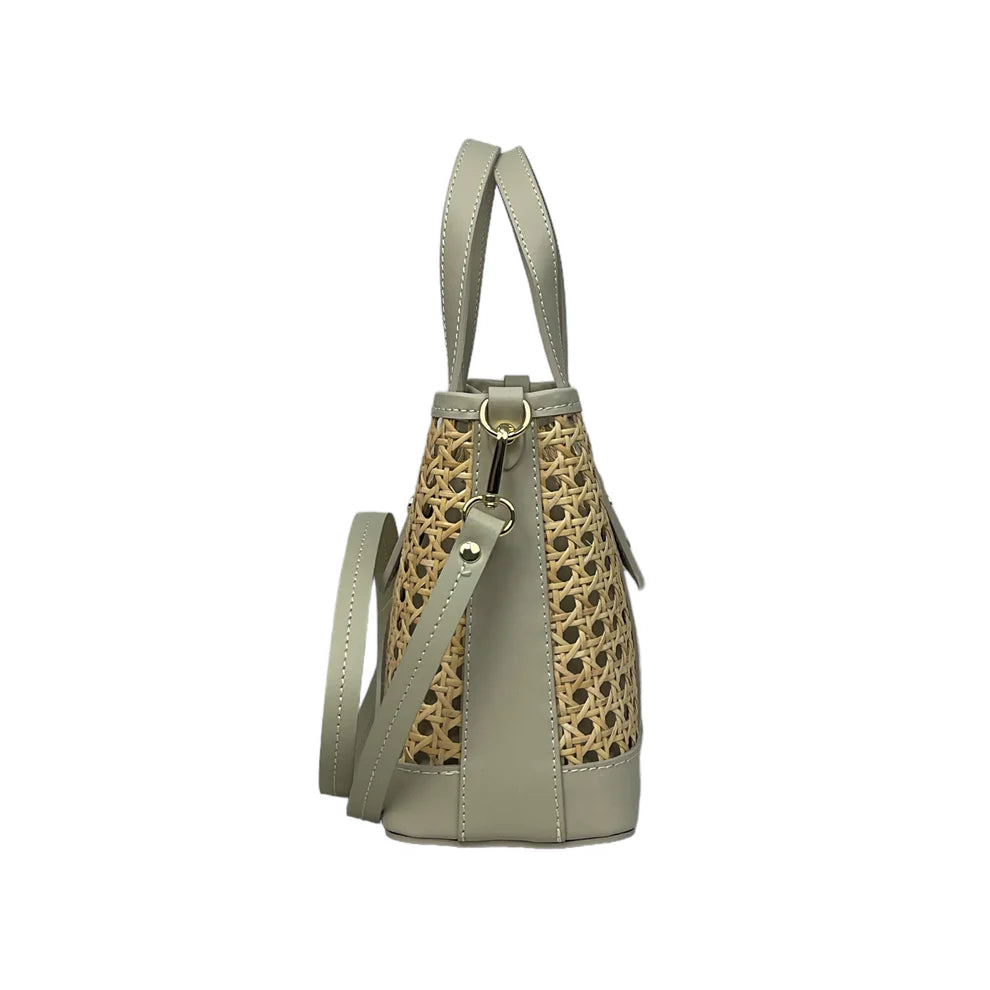 Raffia and leather bag 11007