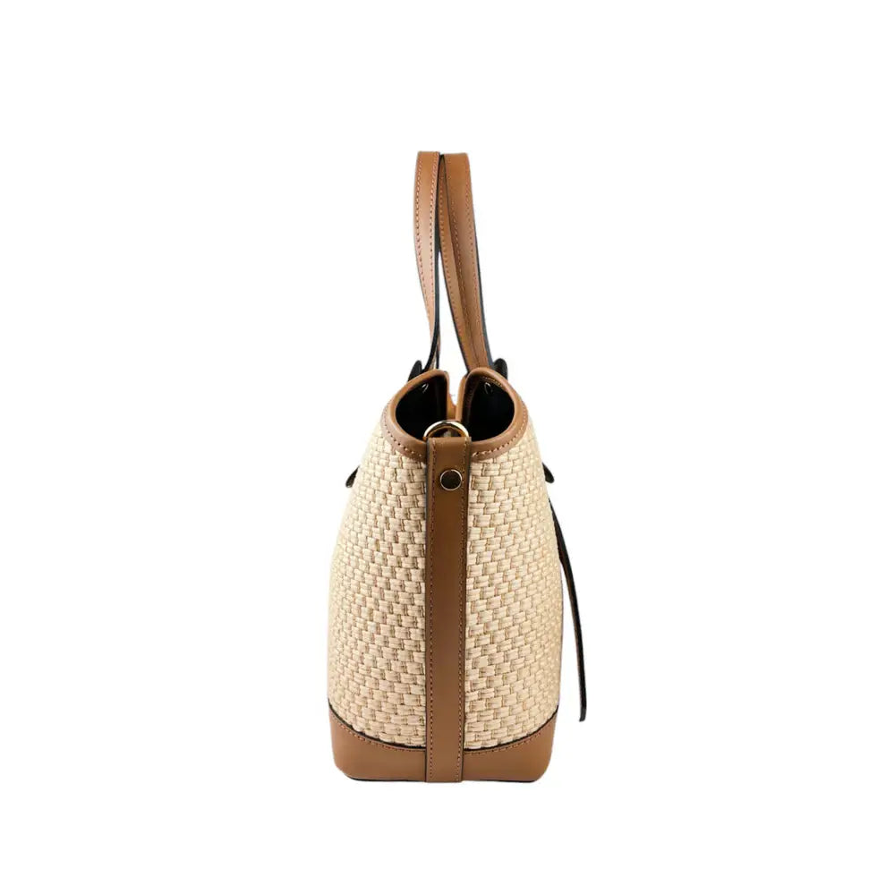 Raffia and leather bag 11024