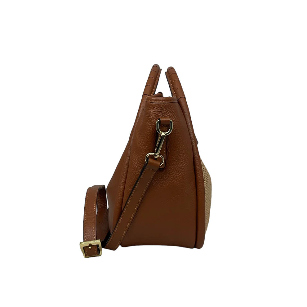 Raffia and leather bag 11010