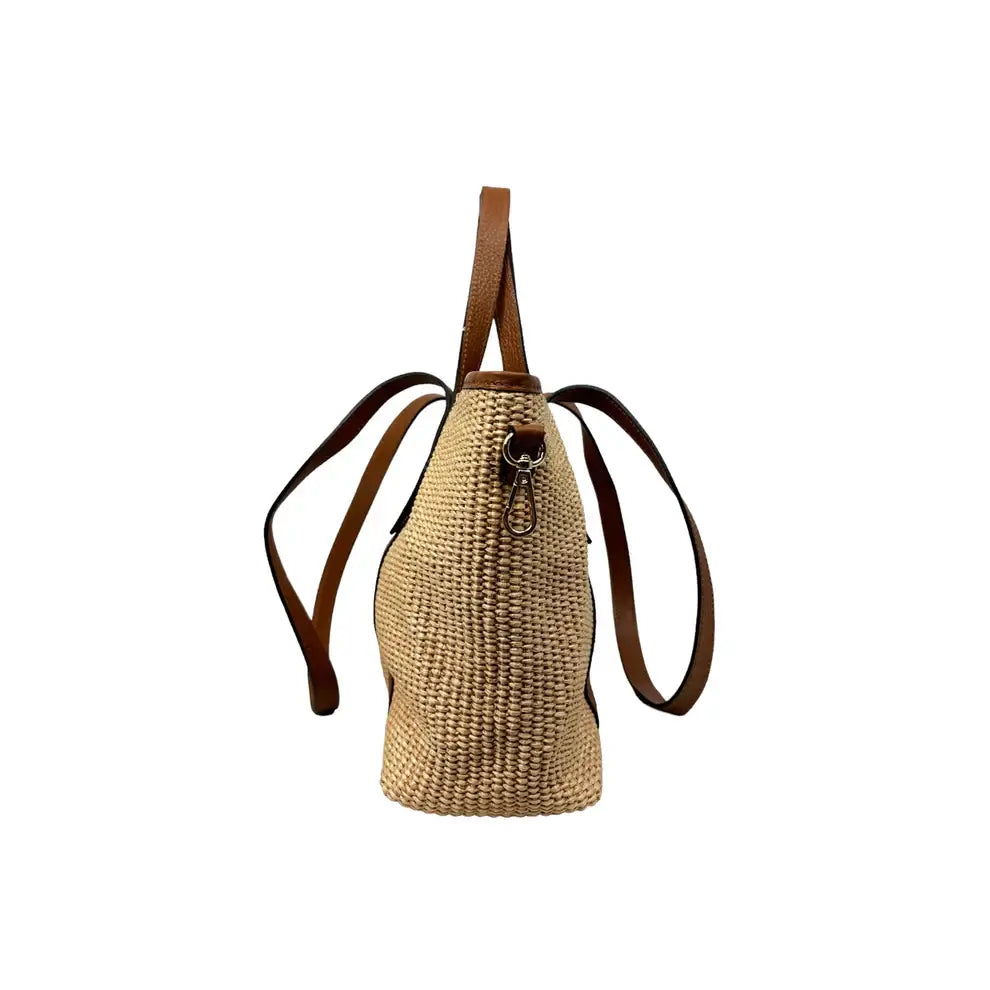 Raffia and leather bag 11018