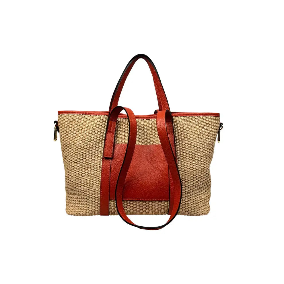 Raffia and leather bag 11018
