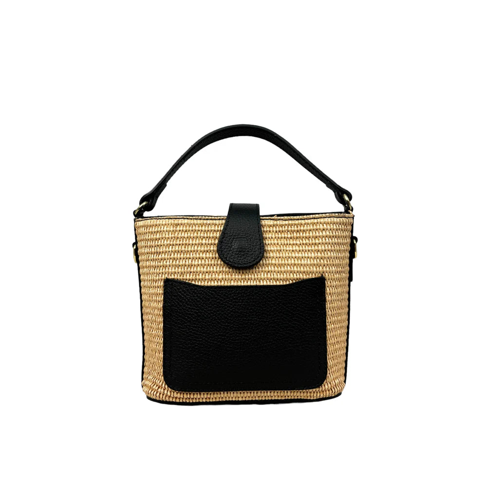 Raffia and leather bag 11014