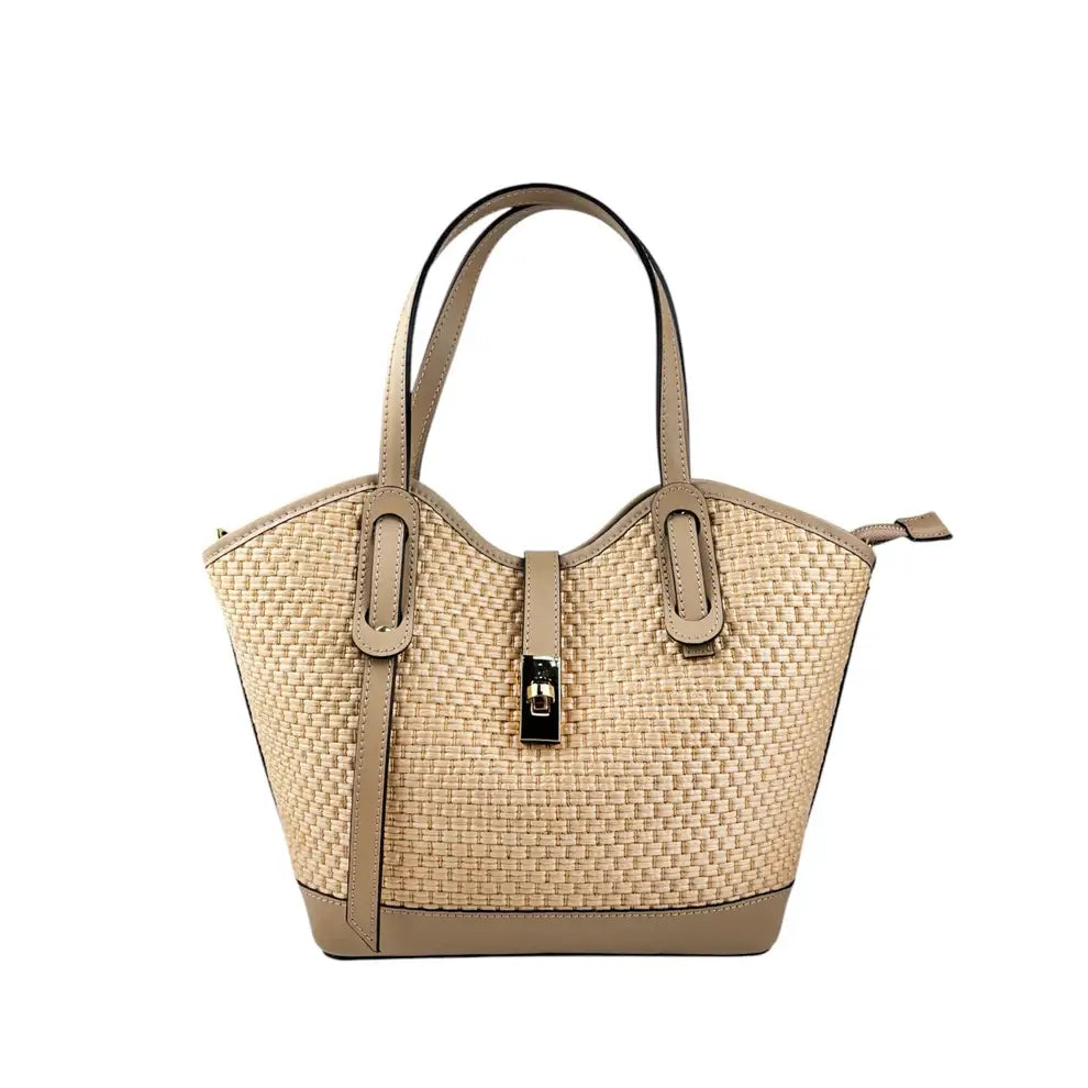 Raffia and leather bag 11024